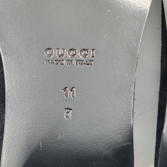 GUCCI Black Square Toe Suede Loafer Pumps - Picture 10 of 10